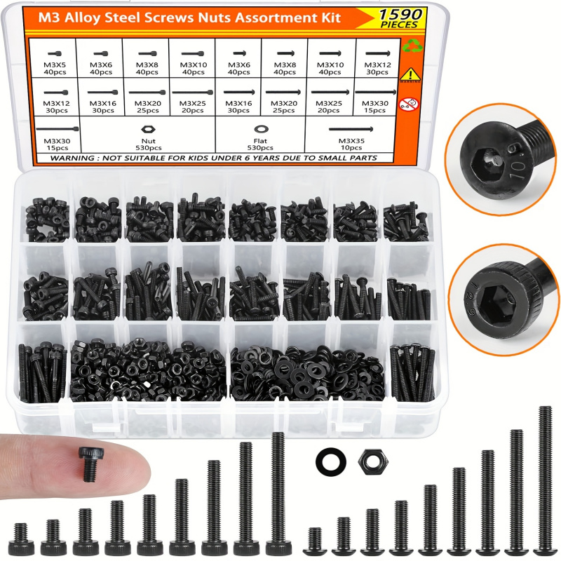 Nuts Mix - Zestaw śrub M3 1590 sztuk -