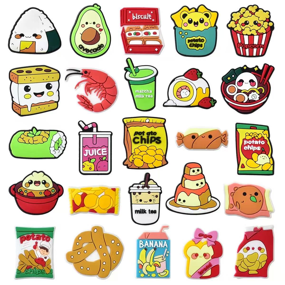 Food Snacks Drinks - Zestaw ozdób do butów z motywami